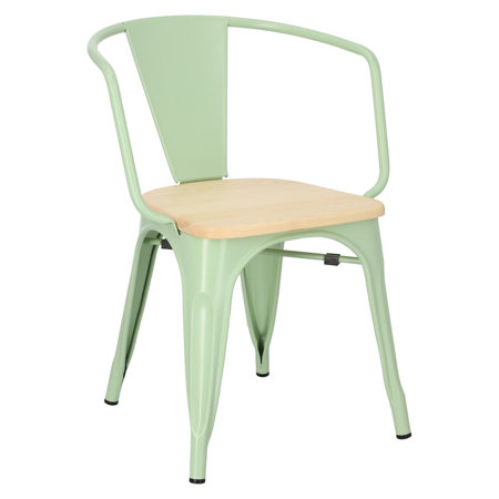 Krzesło Paris Arms Wood sosna naturalna/zielony jasny metalowe