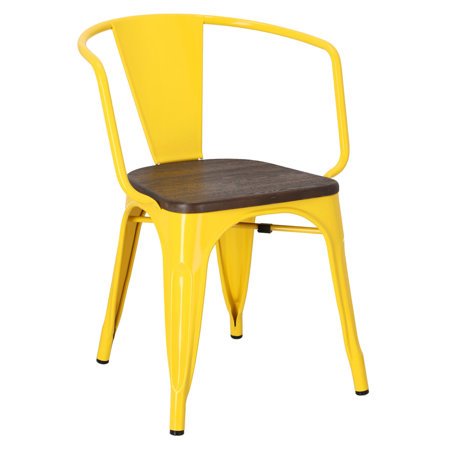 Krzesło Paris Arms Wood sosna szczotkowana/żółty metalowe
