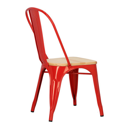 Krzesło Paris Wood sosna naturalna/czerwony metalowe