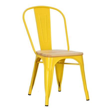 Krzesło Paris Wood sosna naturalna/żółty metalowe