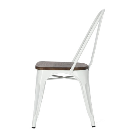 Krzesło Paris Wood sosna orzech/biały metalowe
