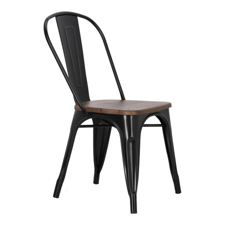 Krzesło Paris Wood sosna orzech/czarny metalowe