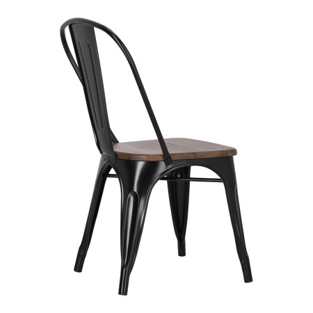 Krzesło Paris Wood sosna orzech/czarny metalowe