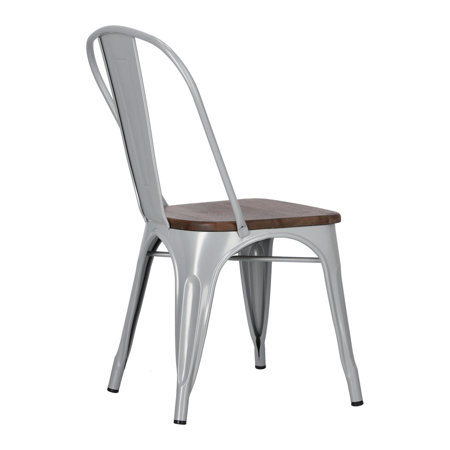 Krzesło Paris Wood sosna orzech/szary metalowe