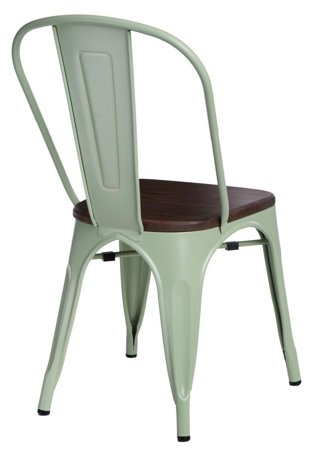Krzesło Paris Wood sosna orzech/zielony jasny metalowe