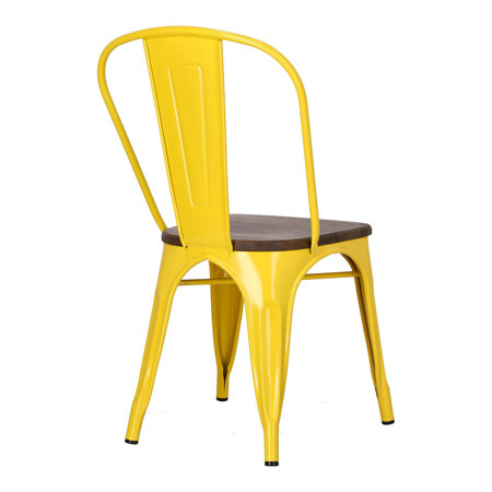 Krzesło Paris Wood sosna orzech/żółty metalowe