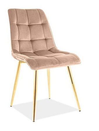 Krzesło Plaid Velvet - beżowe/ złote    