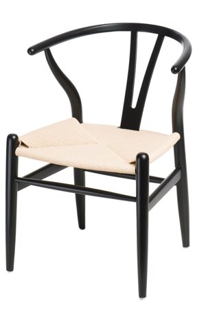 Krzesło Wicker Color naturalne/czarne inspirowane Wishbone