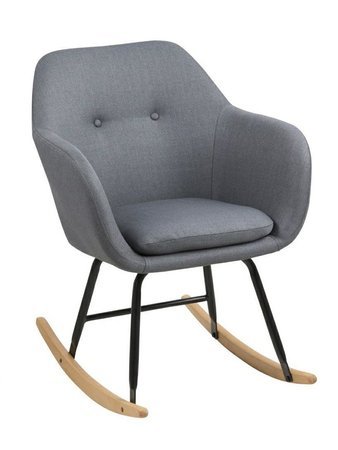 Krzesło bujane Emilia szare ciemne tapicerowane