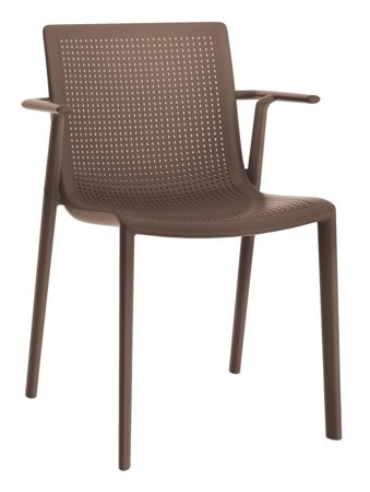 Krzesło z podłokietnikami BeeKat brązowy jasny z tworzywa