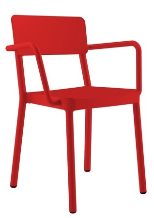 Krzesło z podłokietnikami Lisboa czerwone z tworzywa