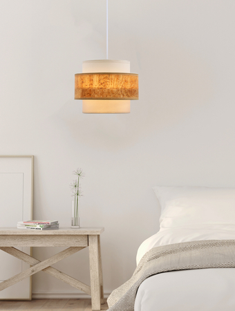 Lampa wisząca Cork biały 1x40W E27  abażur biały+beżowy