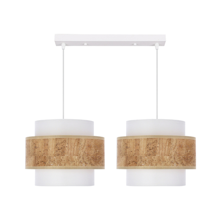 Lampa wisząca Cork biały 2x40W E27  abażur biały+beżowy