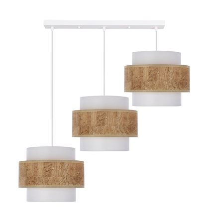 Lampa wisząca Cork biały 3x40W E27  abażur biały+beżowy