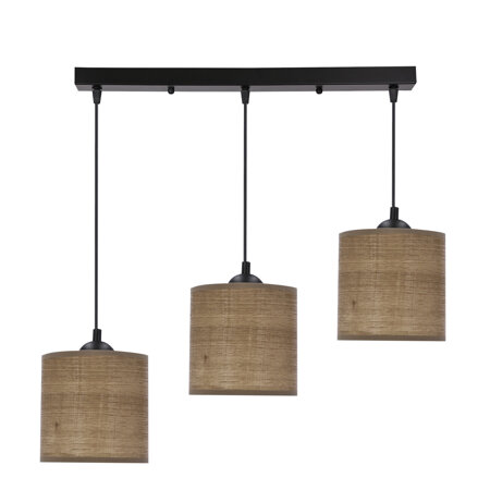 Lampa wisząca Legno czarny 15 3x40W E27  abażur orzechowy