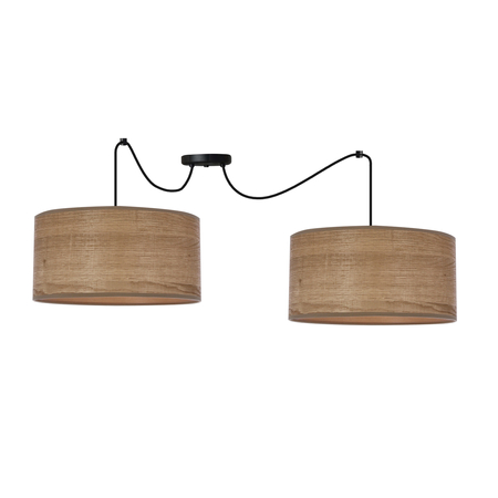 Lampa wisząca Legno p czarny 30 2x40W  E27 abażur orzechowy