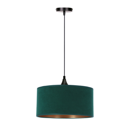 Lampa wisząca Maloto czarny 1x60 E27  abażur walec 30x15 velur but.ziel/złoto