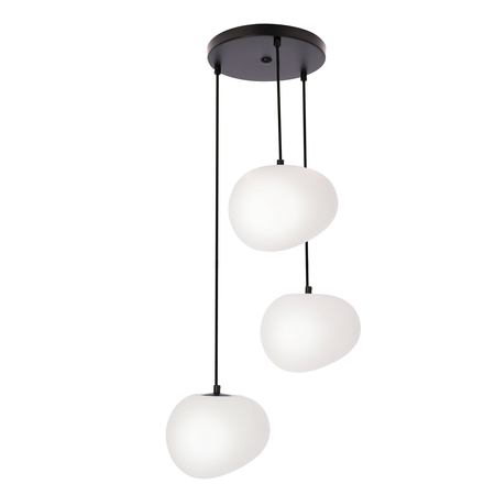 Lampa wisząca STONES talerz czarny 20cm  3x40W E27 klosz biały