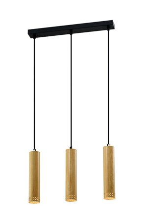 Lampa wisząca Tubo czarny 3x25W GU10  klosz 25cm drewniany