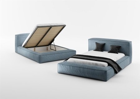Łóżko z pojemnikiem na pościel NOI Comfort ++ 140x200cm GR3 tkaninowa Absynth