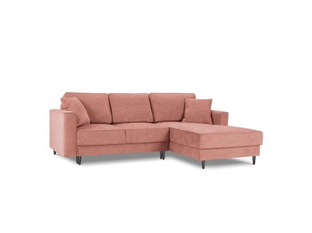 Narożnik z funkcją spania Dunas Pink Structured Fabric Prawostronna kolor nóg czarny