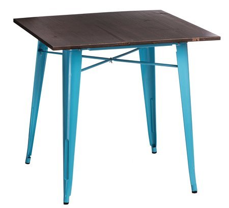 Stół Paris Wood sosna orzech/niebieski metalowy