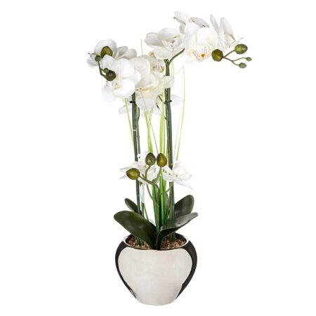 Sztuczna orchidea w srebrnej doniczce 53 cm